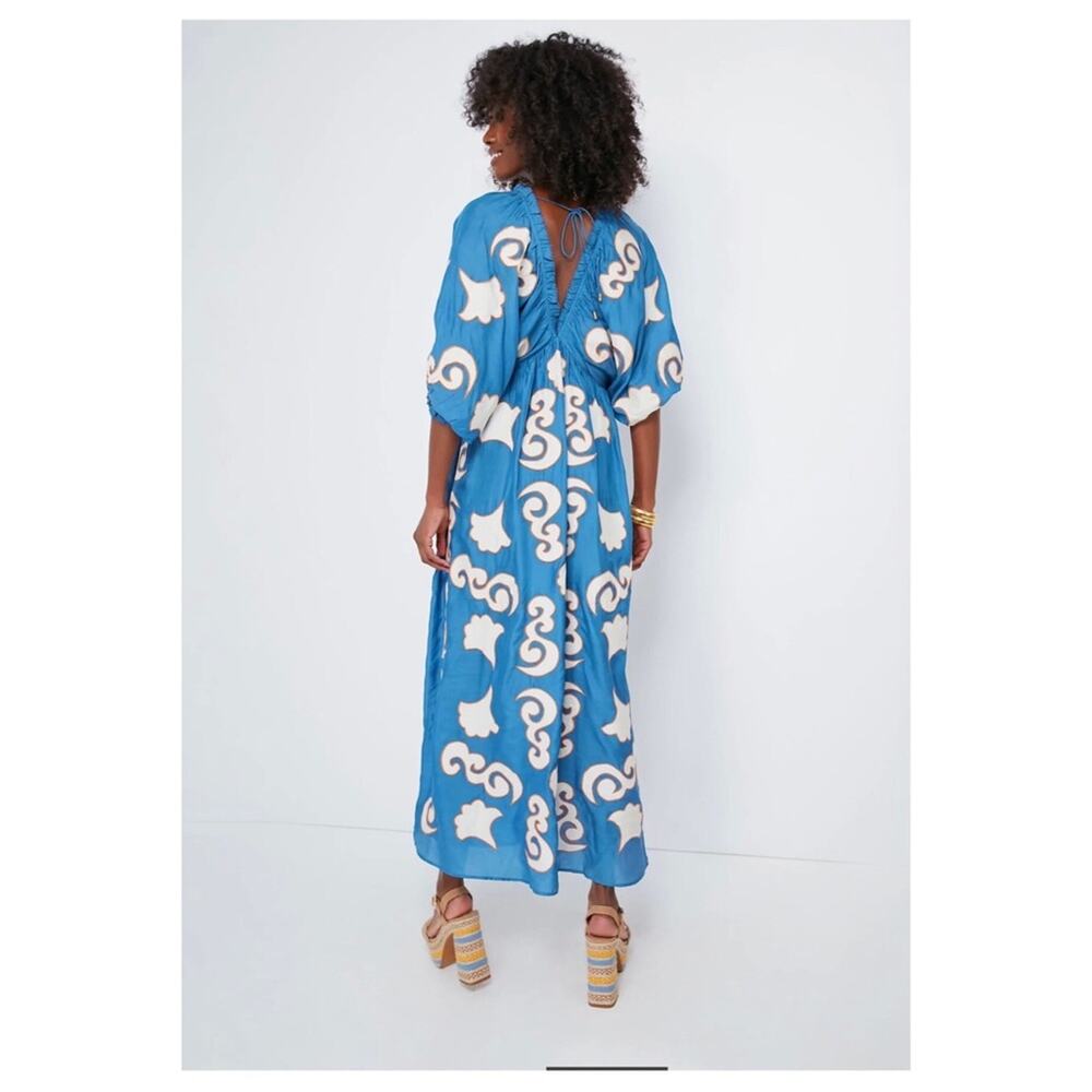NWT CHUFY Gagan Sky Lucia Patch Embroidered Maxi Dress Size Large - Picture 7 of 12